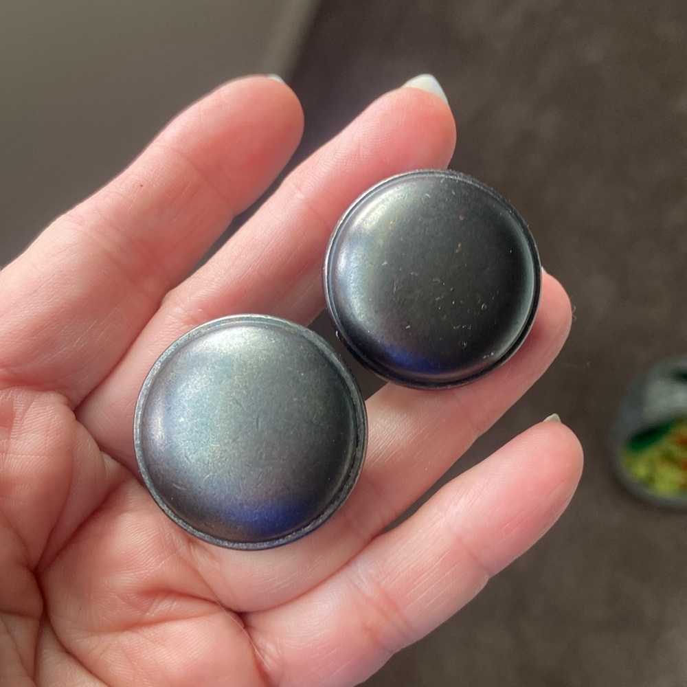 2 Brushed Oil Rubbed Bronze  Round Heavy Metal Drawer Knobs 1 3/16” Diameter